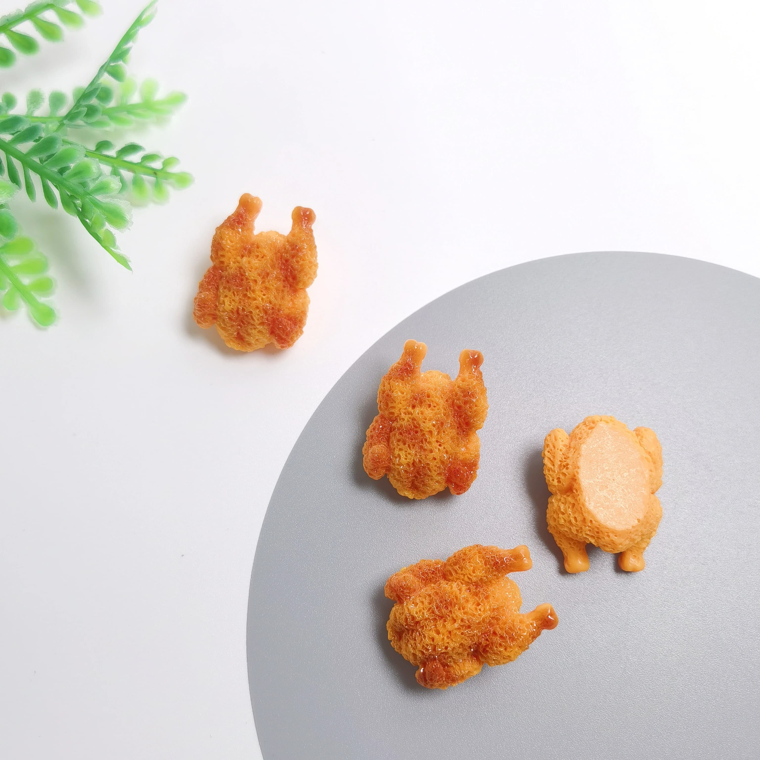 Mini cabochon shaped like fried chicken thighs, kawai style, for hair clips, DIY, doll home accessories, phone decorations