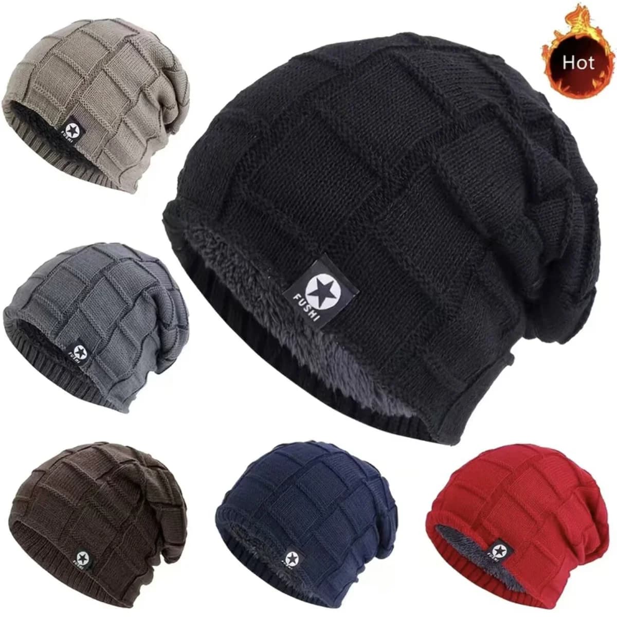 New unisex cap lined fleece knit warm winter hat often soft stretched hat for men and women fashion Skullies & Beanie