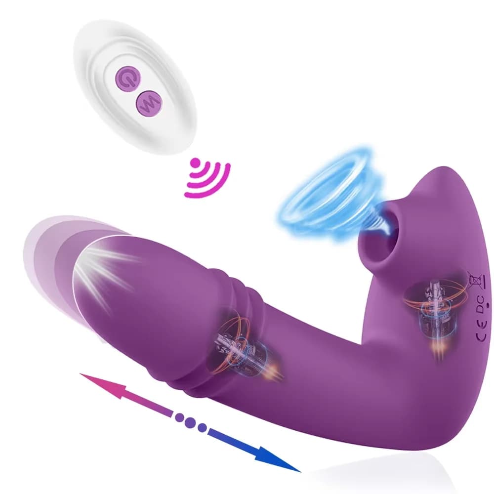 Indossabile Succhiare Vibratore Ricarica USB Stimolatore del clitoride della vagina Telecomando Telescopico Vibratore del dildo Giocattoli del sesso per le donne