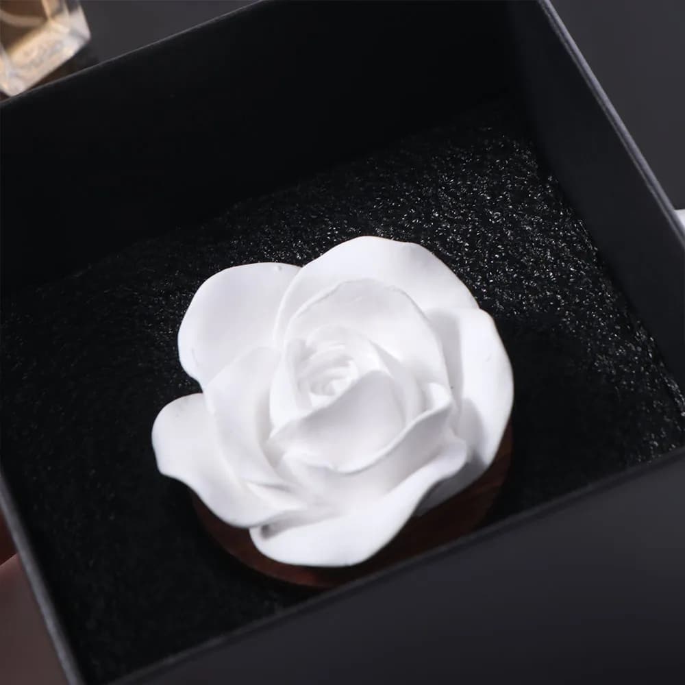 Diffusore di Aromi con Base in Legno, Ornamenti Floreali Portatili, Diffusore in Pietra con Fiori Fatti a Mano