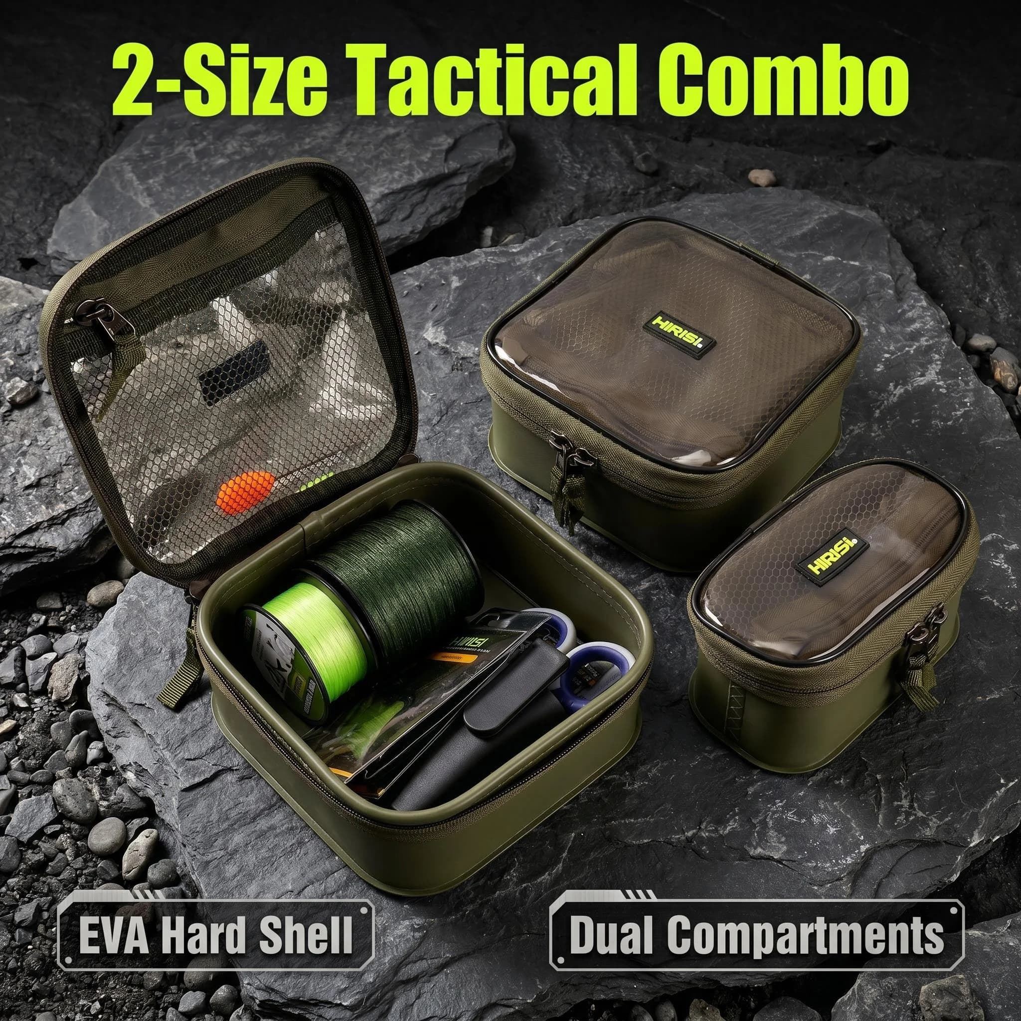 HIRISI EVA Fishing Tackle Storage Bag Waterproof Carp Fishing Rig Box Hook Accessory Case Portable Fishing Parts Storage Pouch