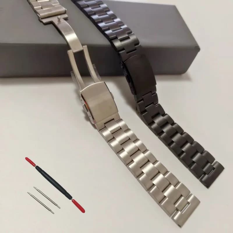 20mm 22mm Silver Black Stainess Steel Universal Straight End Oyster Watch Strap Band Fits for RLX SKX Watch Replacement Bracelet