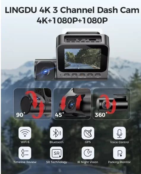 2026 LINGDU V630 Schermo 4K da 2,4" WiFi integrato 6 GPS Bluetooth EN Smart Voice Control Dash CAM