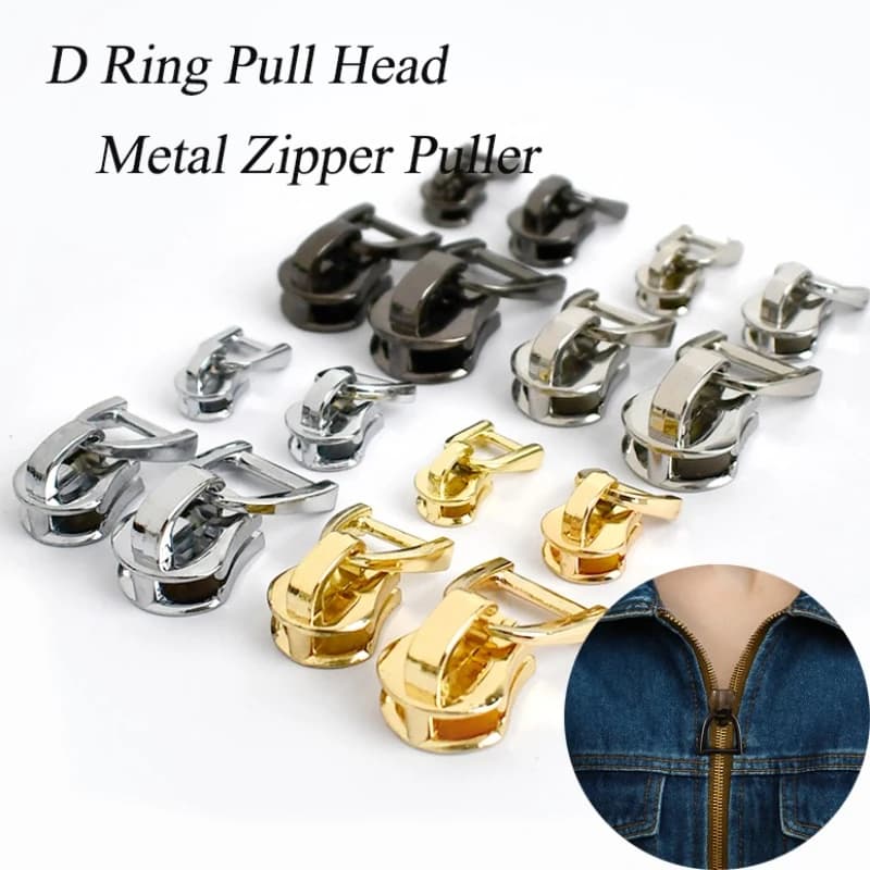 5/10 pezzi 3 # 5 # 8 # 10 # Anello a D Tirare la testa Estrattore per cerniera in metallo Zip Sostituisci il cursore Abbigliamento Decor Zippe Tira Kit di riparazione Accessori per cucire