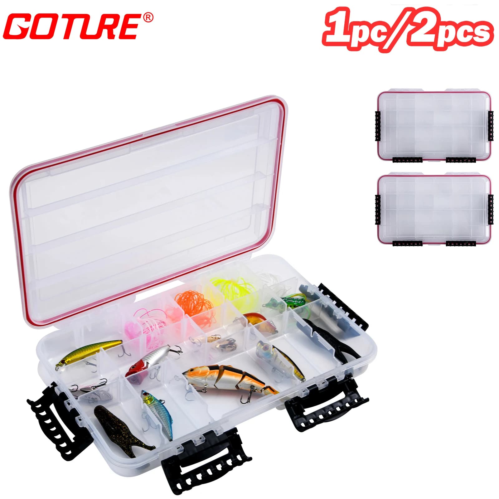 Goture Waterproof Fishing Equipment Box Box for storing hooks for artificial baits Transparent box for bait hooks