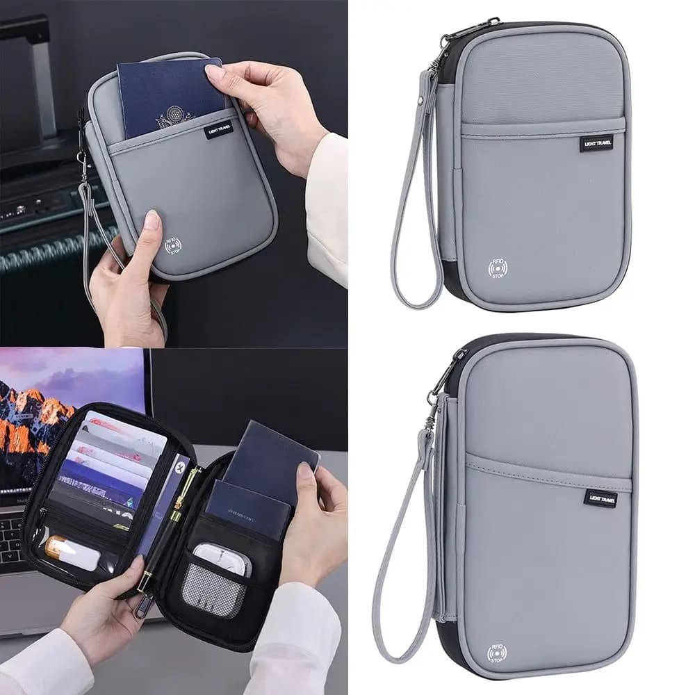 Porta passaporto semplice con blocco RFID, portatile, impermeabile, custodia per carte di credito e documenti, borsa antifurto per passaporto, accessori da viaggio essenziali