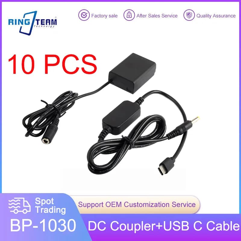 10PCS/Lots USB-C TYPE-C PD Power Cable + BP-1030 Dummy Battery BP1030 for Samsung NX200 NX200RS NX210 NX2000 NX300 NX1000 Camera