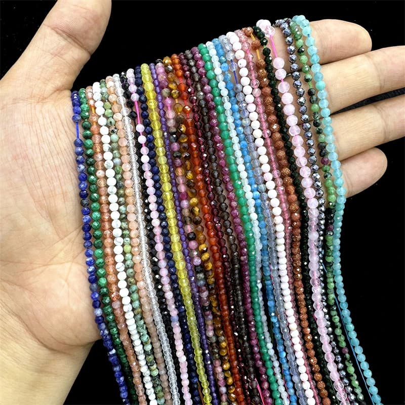 2/3/4 MILLIMETRI Natural peeled Stone Quartz Rose Amethyst Grenade Aquamarine Round Small Seed Beads Creation of Jewelry Accessories