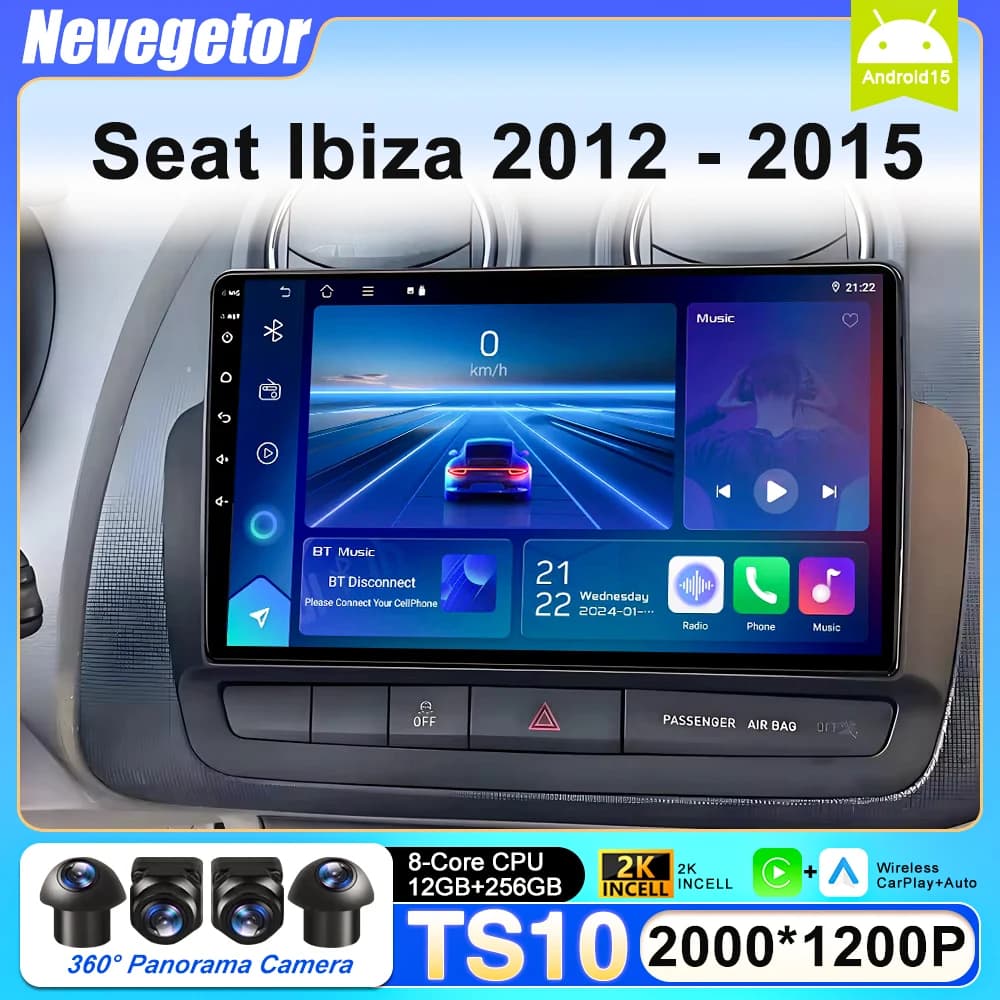 Auto Carplay For Seat Ibiza 2012 - 2015 Touch Screen Android 15 Car Multimedia Video Player GPS 4G Wifi Stereo Navigation 2Din