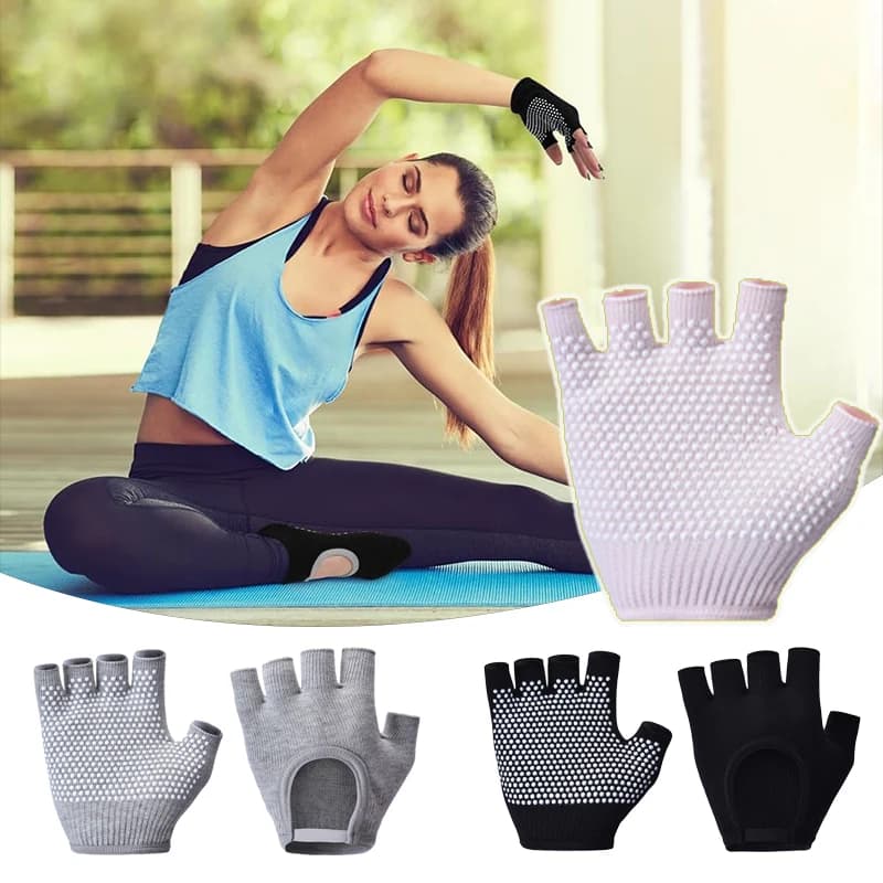 Anti-slip Yoga Gloves for Women, Breathable in Cotton, Half-Aid with Yoga, Pilates, Gym, Training, Cycling, Fishing