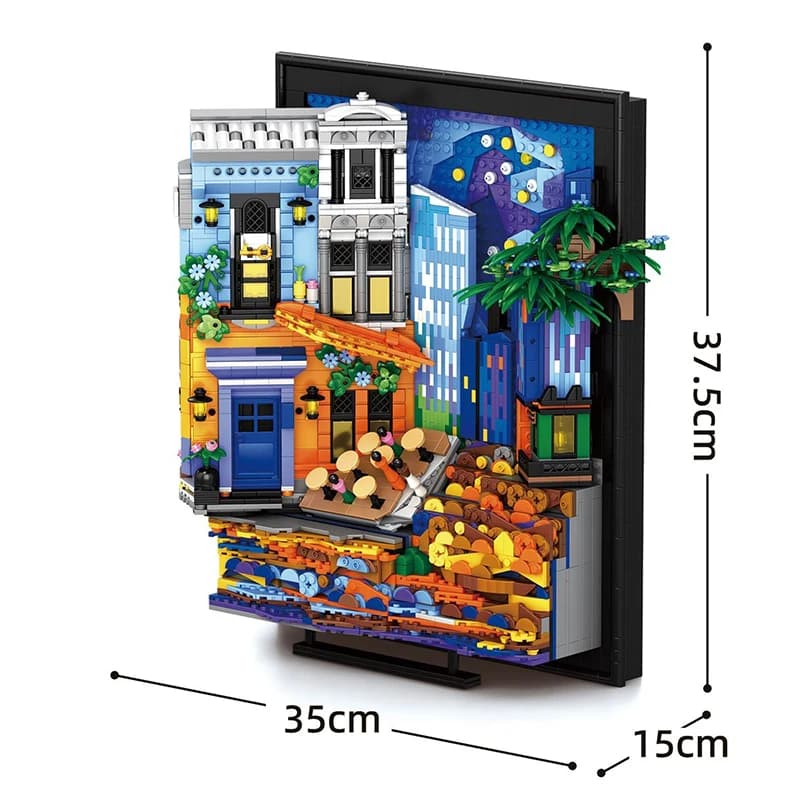 Night Sky Cafe Picture Frame Building Blocks 2678PCS With LED Lights Idea Home Decoration Wall Hanging Holiday Gifts