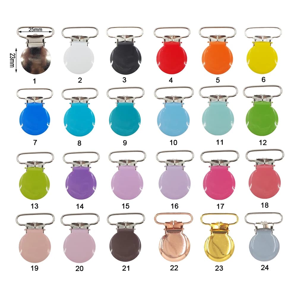Chenkai 30PCS 1''25mm clip in metallo rotonde per bretelle succhietti clip per ciuccio per accessori porta giocattoli a catena per massaggiagengive fai da te