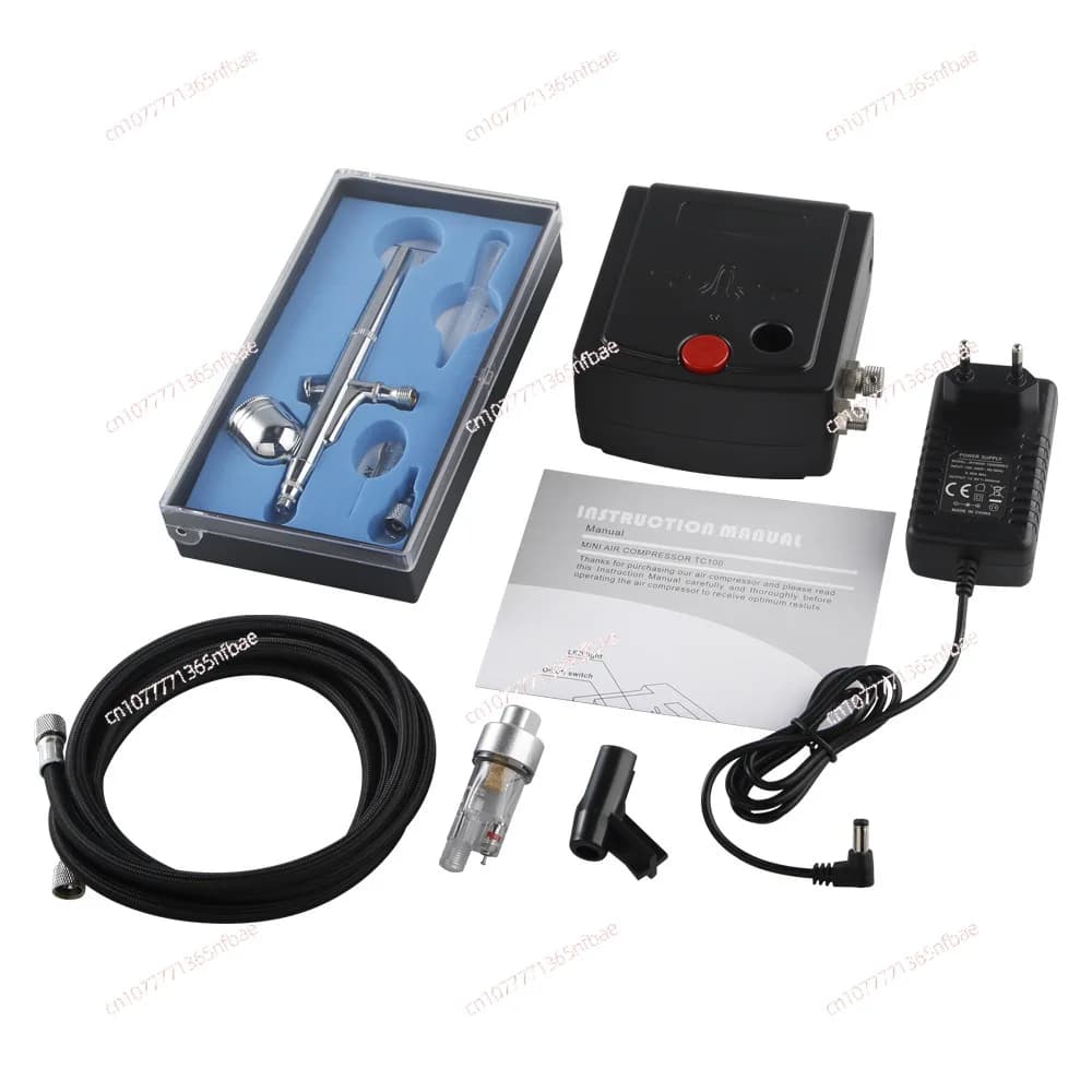 Kit Compressore Aerografo Mini con Funzione Auto-Stop, Set Aerografo Portatile per Pittura Modellismo, Nail Art e Trucco