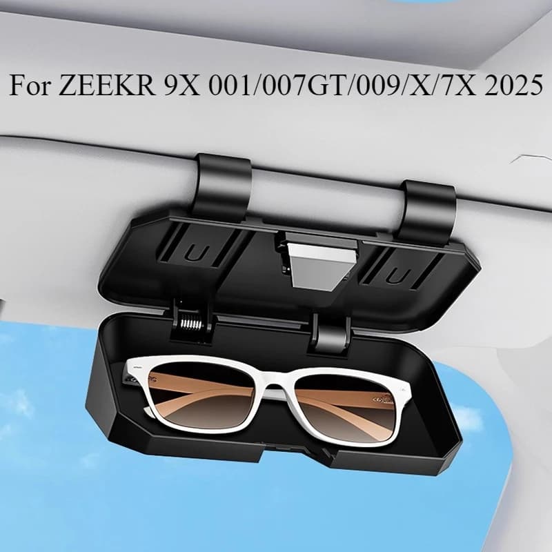 Per ZEEKR 9X 001/007GT/009/X/7X 2025 Custodia per occhiali con clip, accessorio per organizer per scatola di immagazzinaggio per occhiali da sole per auto