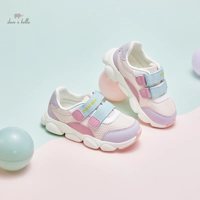 Dave Beautiful spring girls shoes Casual sneakers in net pink fashion kids shoes sports running student shoes for kids DB1247940