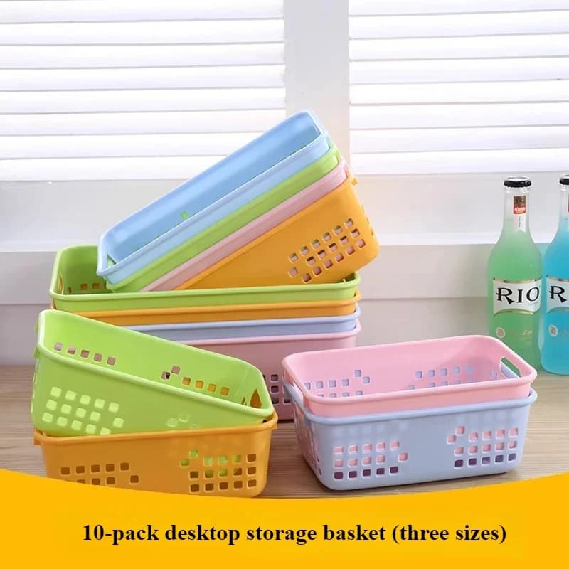 Cestino portaoggetti da 10 pezzi Versatile giocattoli per bambini Snack da scrivania Forniture per il bagno Organizzatore in plastica Cestini per verdure cavi da cucina