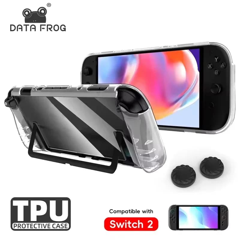 Custodia in TPU Morbido Trasparente DATA FROG per Console Portatile di Nuova Generazione, Anti-Graffio, Antiscivolo, Accessori per Gaming