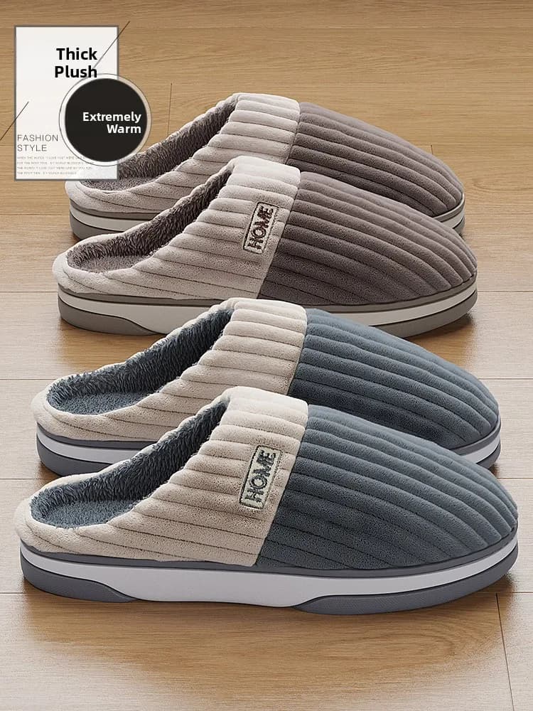 Pantofole da uomo in cotone, invernali, da casa, per interni, autunno/inverno, antiscivolo, calde, in pile, per uso domestico