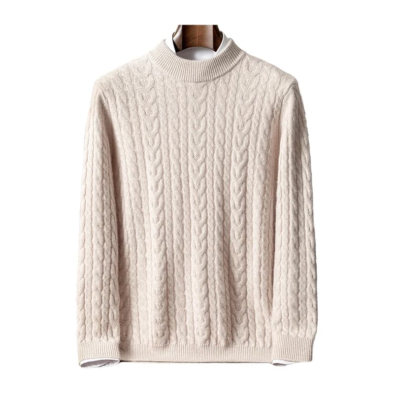 Men's 100% Pure Cashmere Sweater Seven-Needle Double-Ply Thickened Twisted Warm Casual Business Fashion Pullover Knitwear
