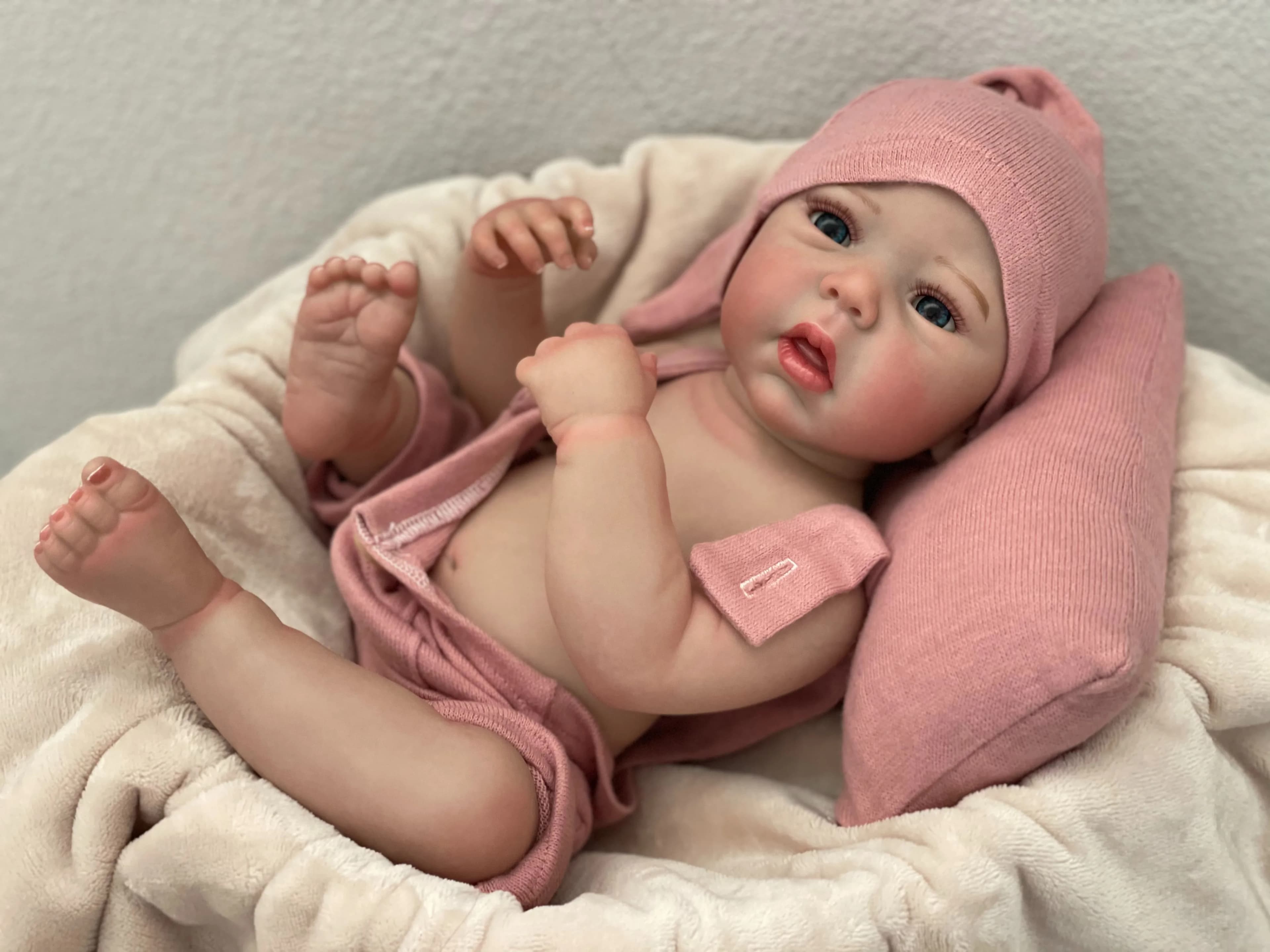 19 pollici Bebe neonato bambola corpo intero Silicone ragazza fatta a mano 3D pelle dipinta Reborn Baby Doll Wit capelli dipinti