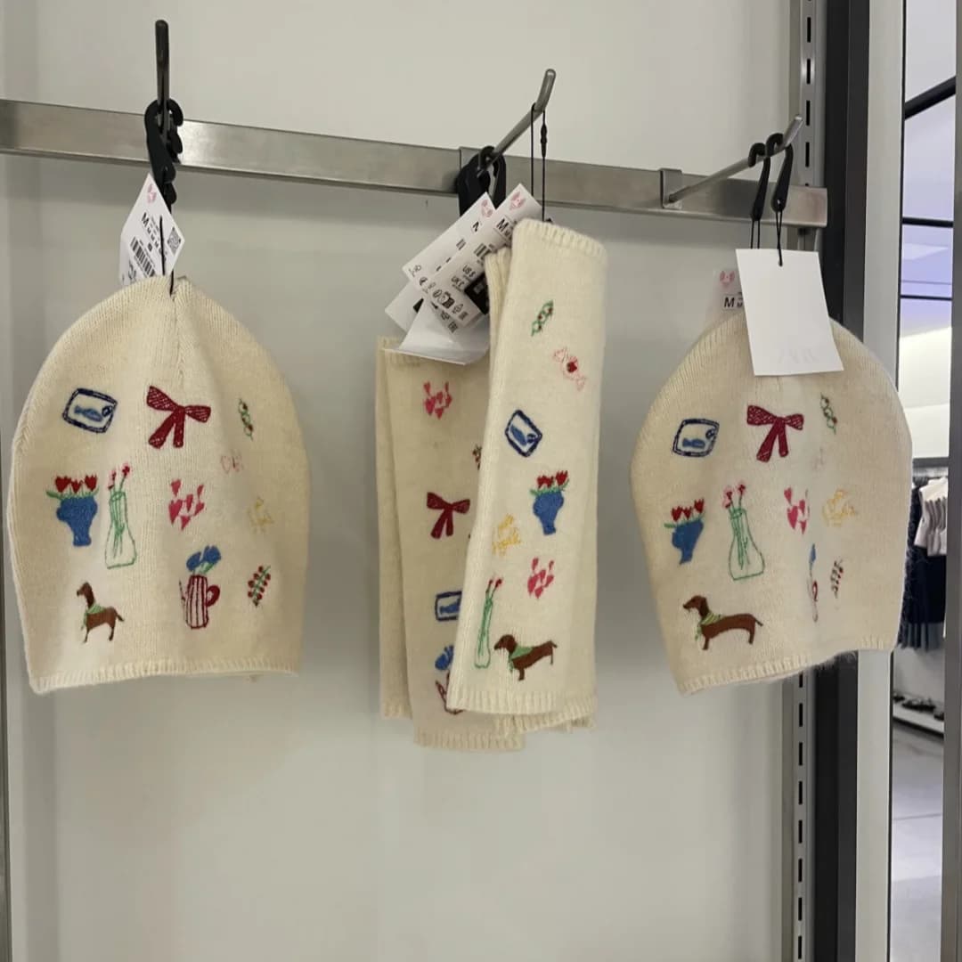 Nuova Collezione Autunno 2025: Sciarpa Lavorata a Maglia Ricamata da Donna, Stile Coreano, Senza Cappuccio, con Guanti e Motivo Floreale Decorativo
