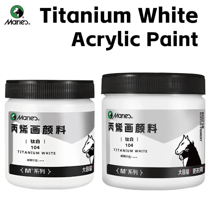 Marie's Titanium White Acrylic Paint Set,300/500ml(10.1/16.9oz),Large Volume for Model,Eggs,Ceramic,Canvas,Stone for Artists