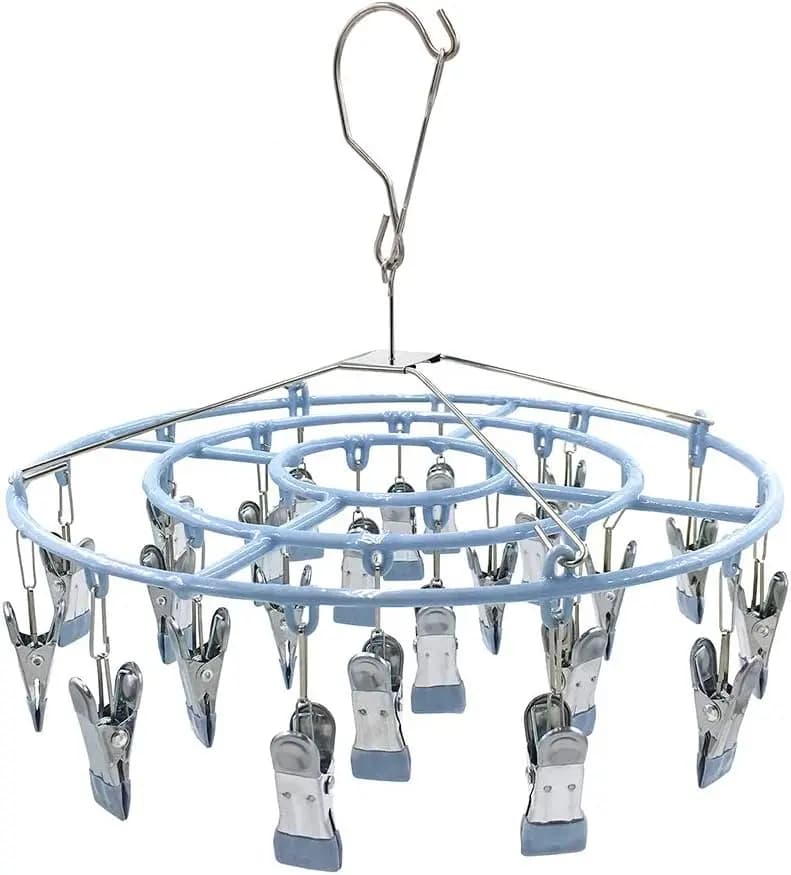 Stendibiancheria in Acciaio Inox con 24 Clip - Robusto, Portatile, per Interni/Esterni, per Calzini, Biancheria Intima, Lingerie