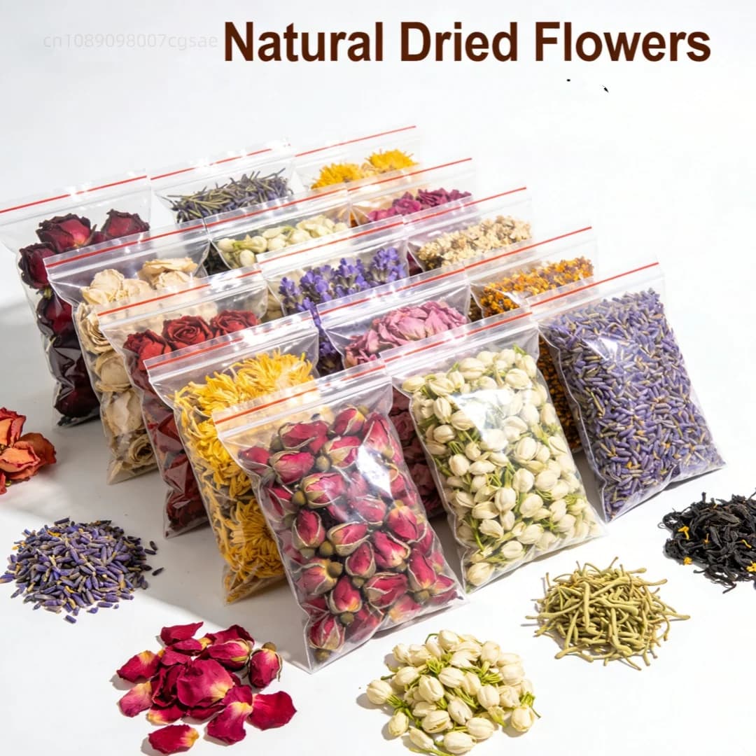 30 Sacchetti di Fiori Secchi Naturali per Sapone e Candele, Rose, Lavanda, Camomilla Biologiche per Decorazioni Matrimoniali, Casa, Fai-da-Te, Regali