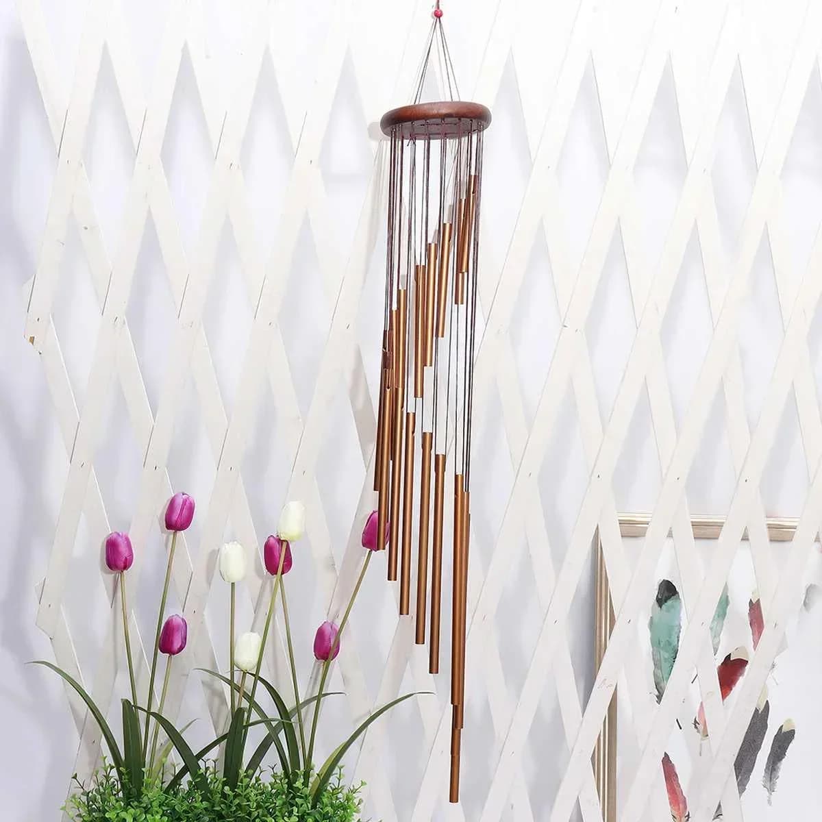 90cm Large Deep Relaxing Metal Wind Bells Handmade Ornament Garden Patio Outdoor Hanging Decor 18 Tubes Wind Chimes