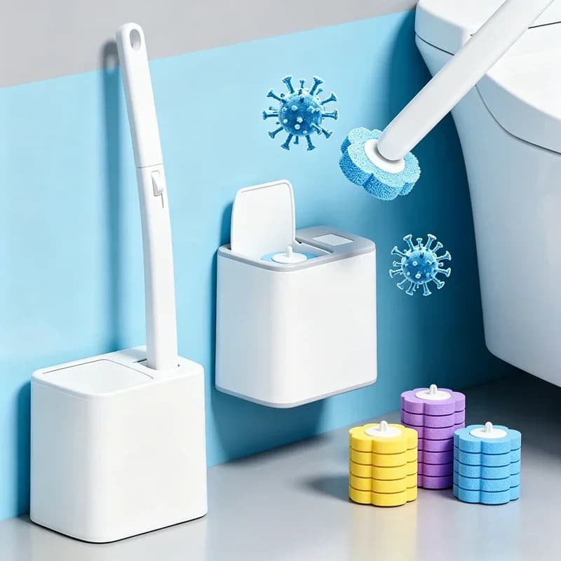 New Toilet Brush Disposable Cleaning Kit Replacement Head Long Handle Auto Lid Opening Restroom Wc Bathroom Tool Accessories