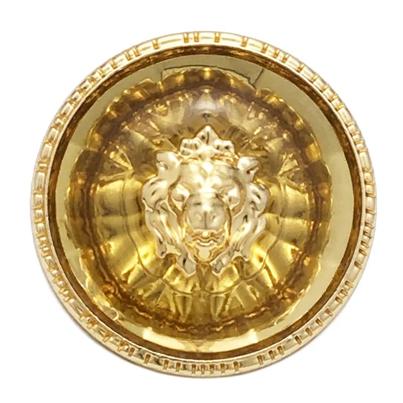 10pcs/lot Luxury Round Colourful Lion Head Buttons Metal Transparent Resin Dual Material Buttons for Trench Coat Jeans Jacket