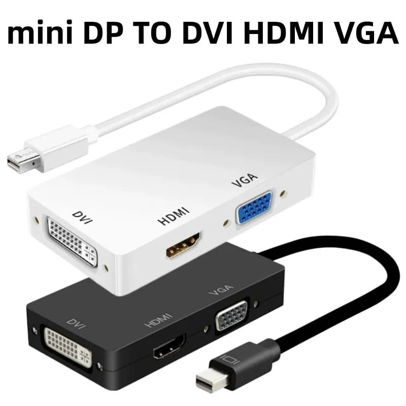 MiniDP to HDMI/VGA/DVI 3-in-1 Converter for Projector Display TV - Triple Output Display Adapter Cable