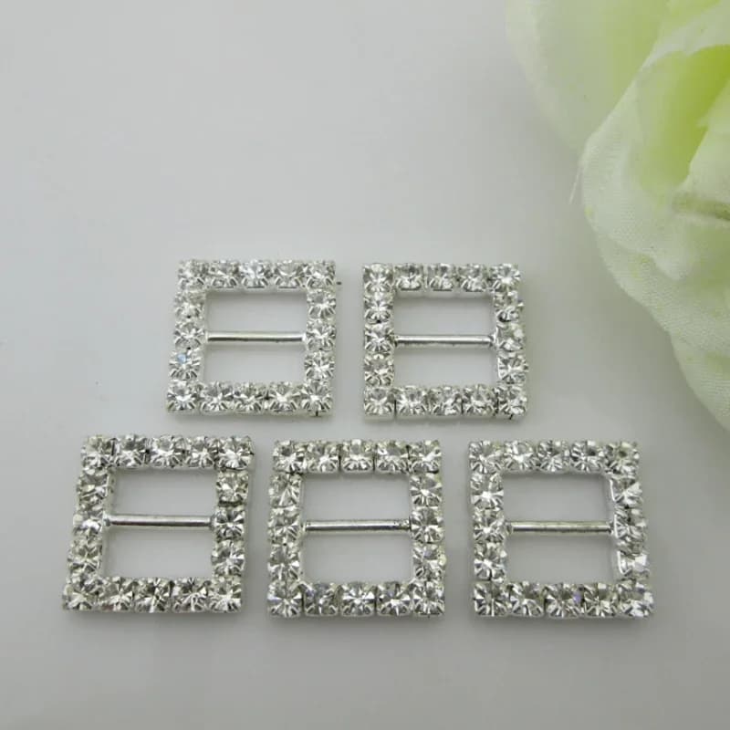 Confezione regalo con fibbia quadrata con strass da 10 pezzi accessori per la decorazione della carta dell'invito fibbia con cursore a nastro con fiocco in nastro