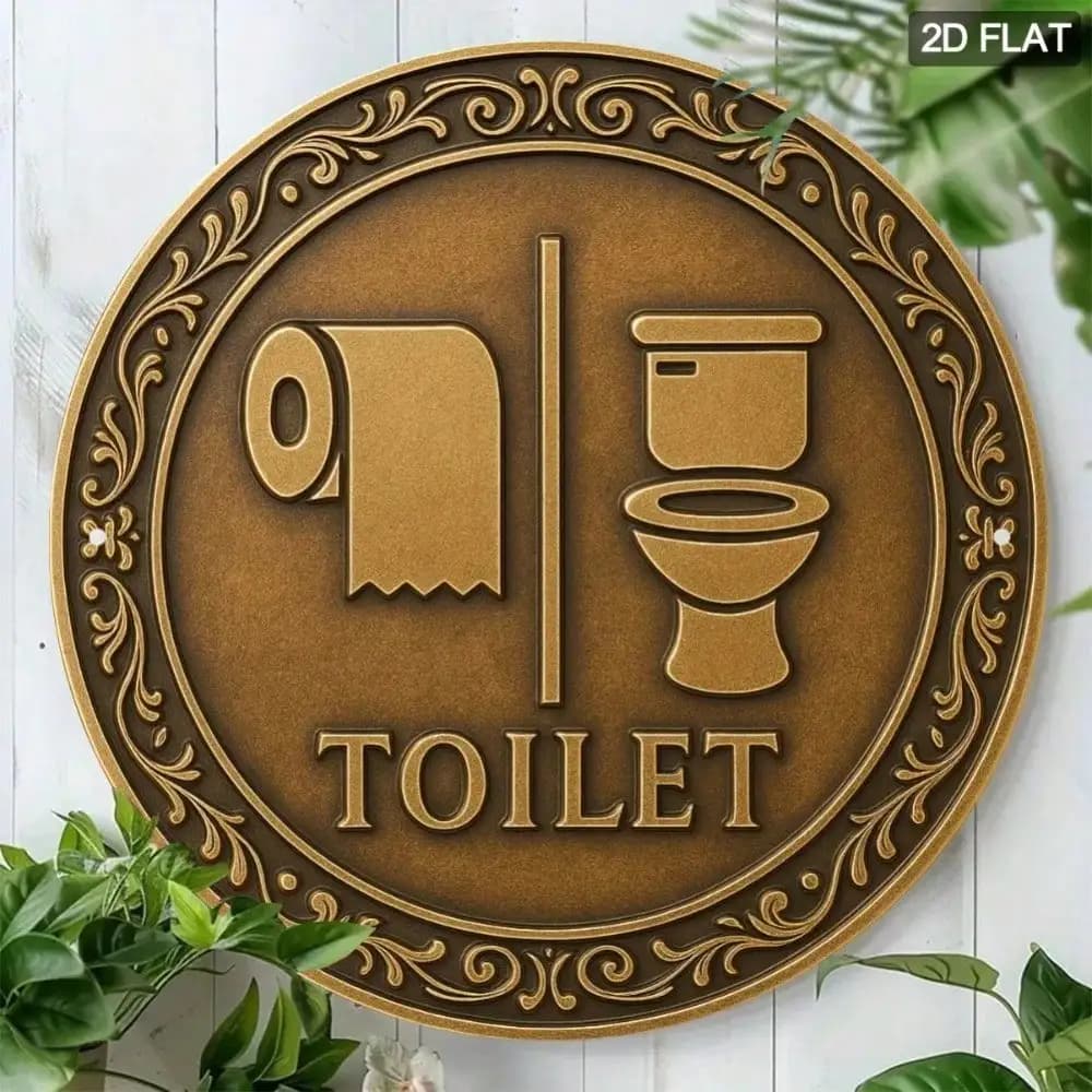 Insegna da bagno stile rustico con porta carta igienica, decorazione da parete rustica per la casa e il portico primaverile, in alluminio 7,8x7,8 pollici