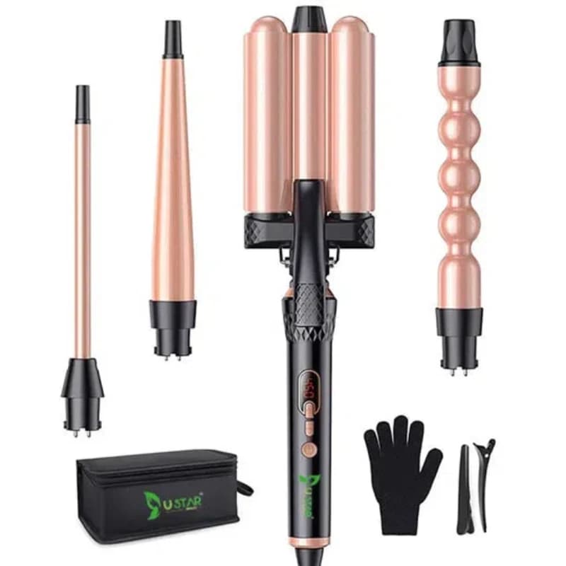 Iron Hairpins 4 In 1 Set of 3 barrel hair wands with LED temperature control