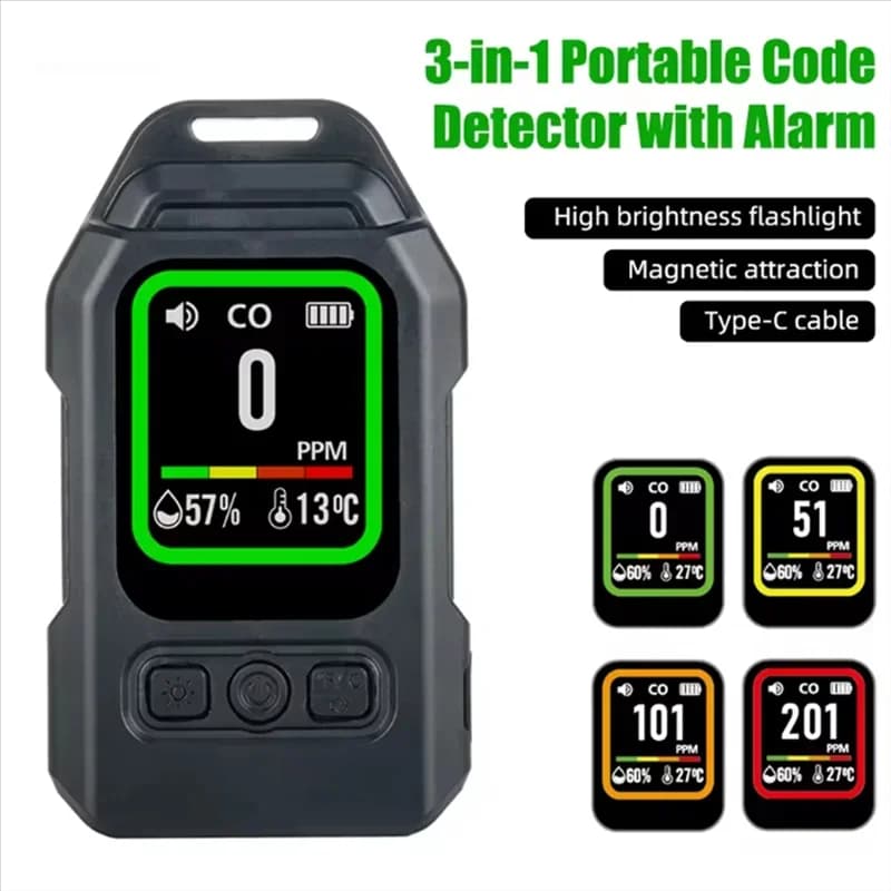 Carbon Monoxide Detector Sensor Portable Temp Humidity Meter For Home Indoor Use New Durable