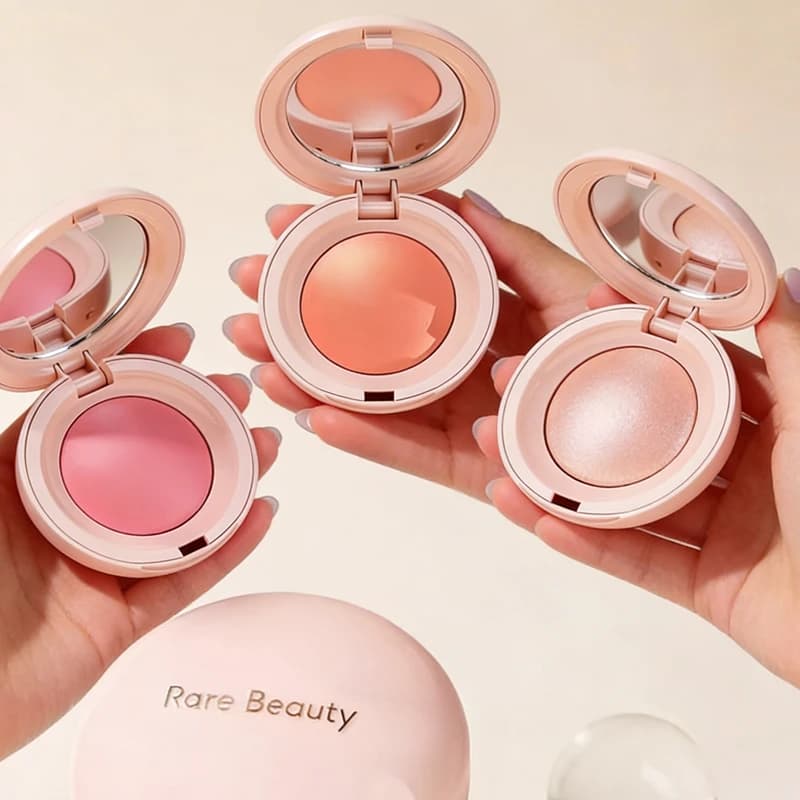 Set Trucco Viso Rare Beauty: Fard in Polvere, Stick Illuminante, Specchio, Lunga Durata, Effetto Luminoso Naturale