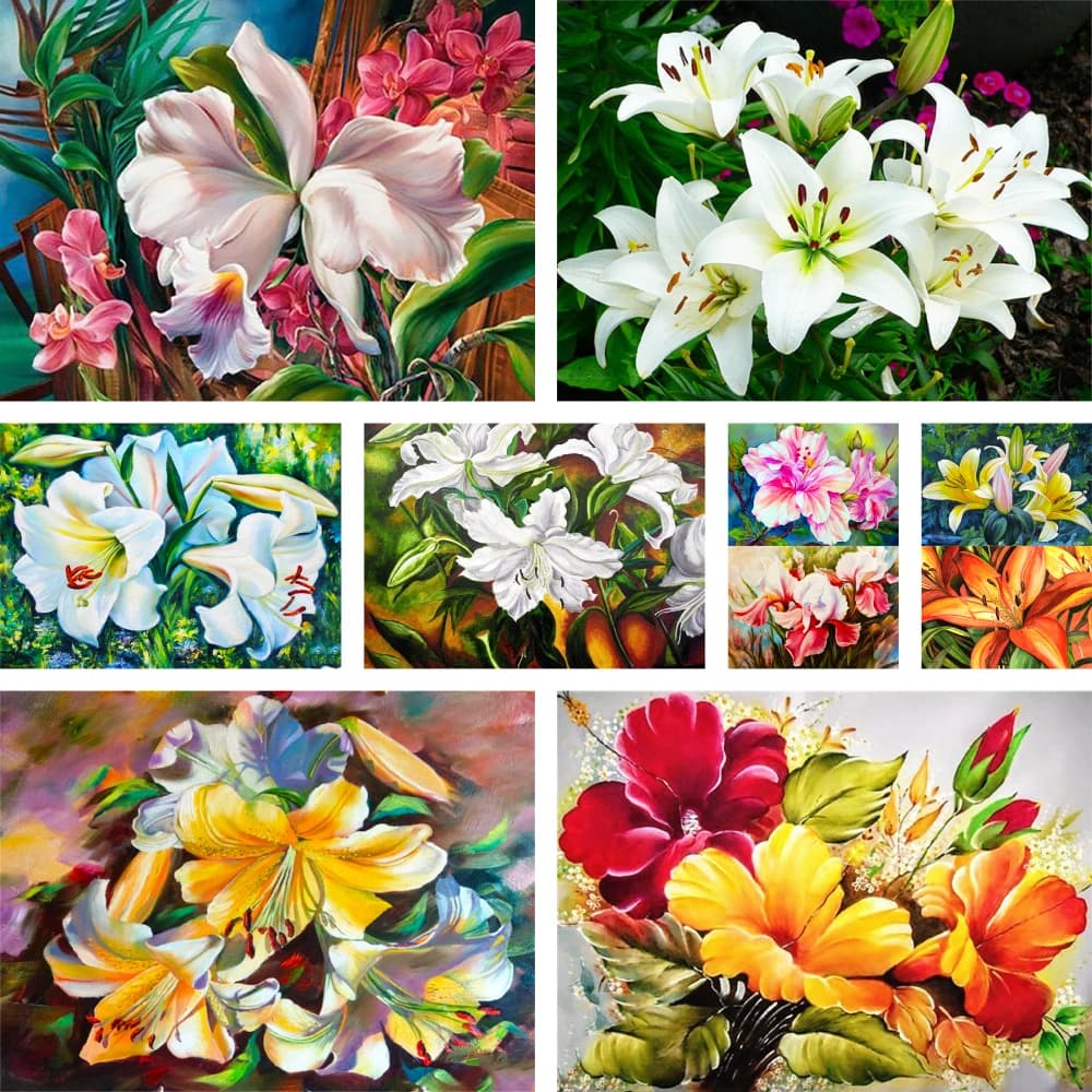 Fiori giglio stampato 11CT punto croce Kit completo ricamo DMC fili lavoro manuale cucito Hobby regalo fatto a mano promozioni magiche