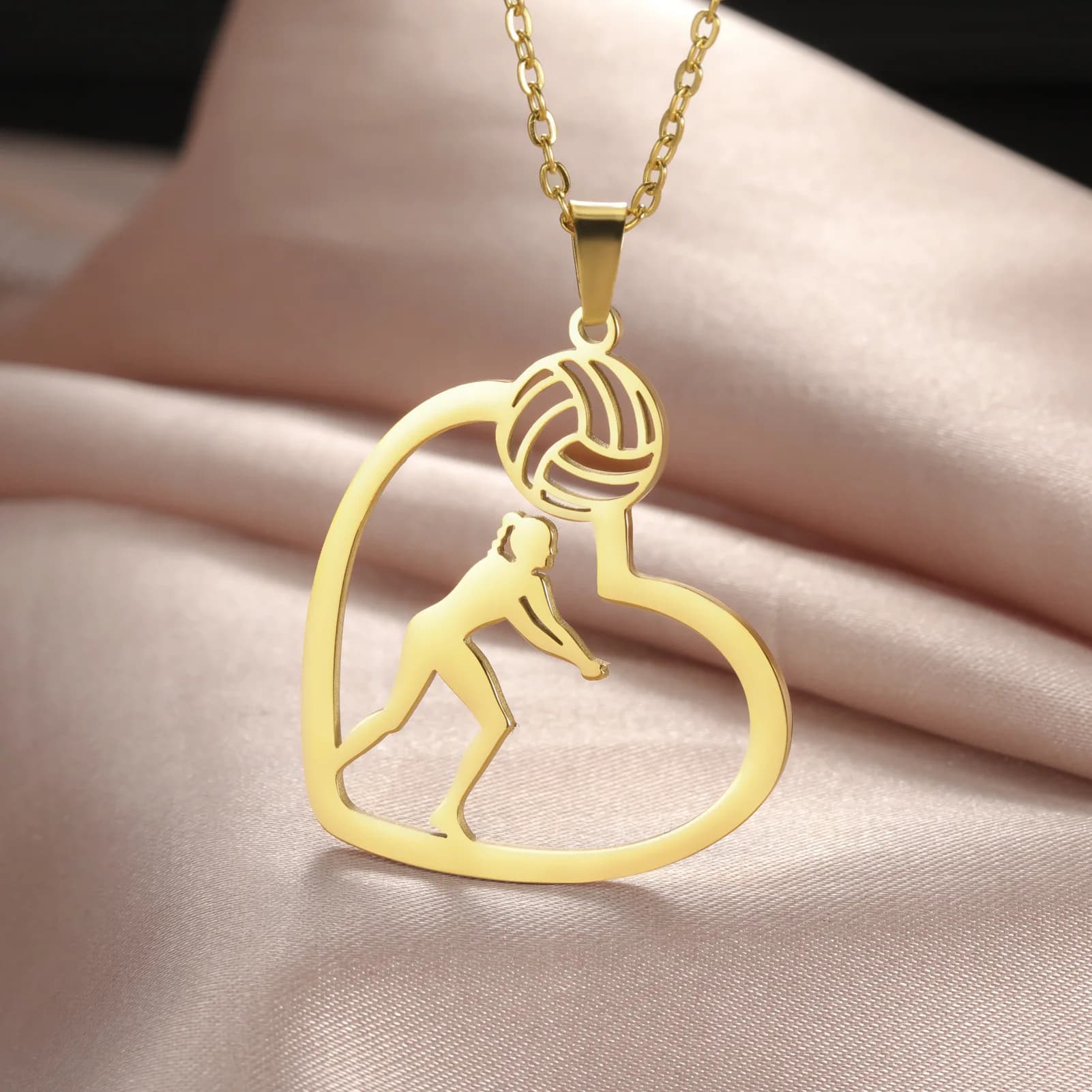 Exquisite jewelry gift with stainless steel sports volleyball necklace for women