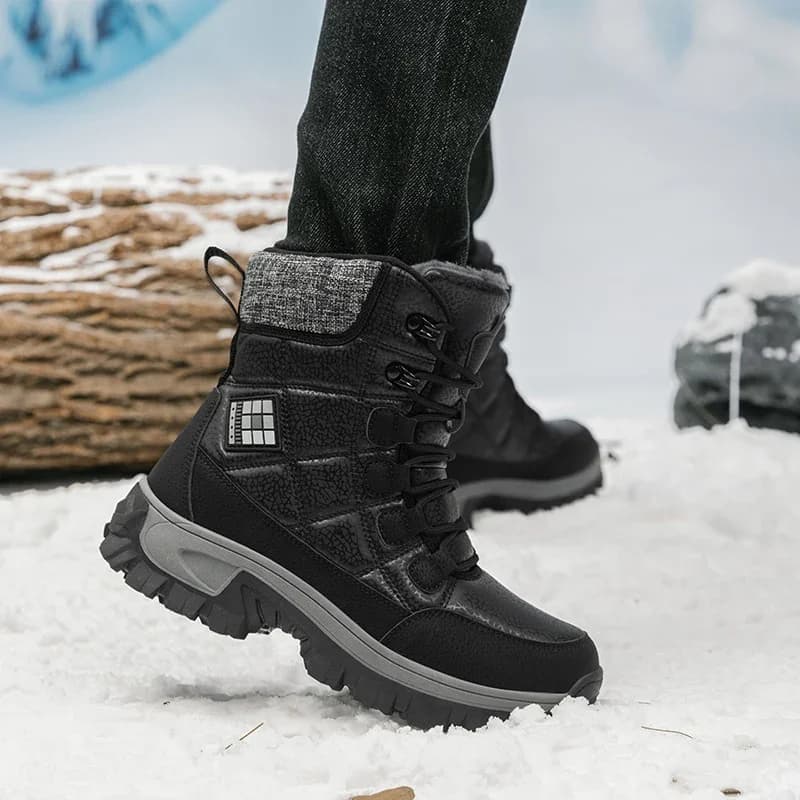 Outdoor Winter Snow Boots Men High Top Boots Outdoor Keep Warm Plush Casual Ankle Boots Men Anti-slip Fashion Hiking Shoes Men