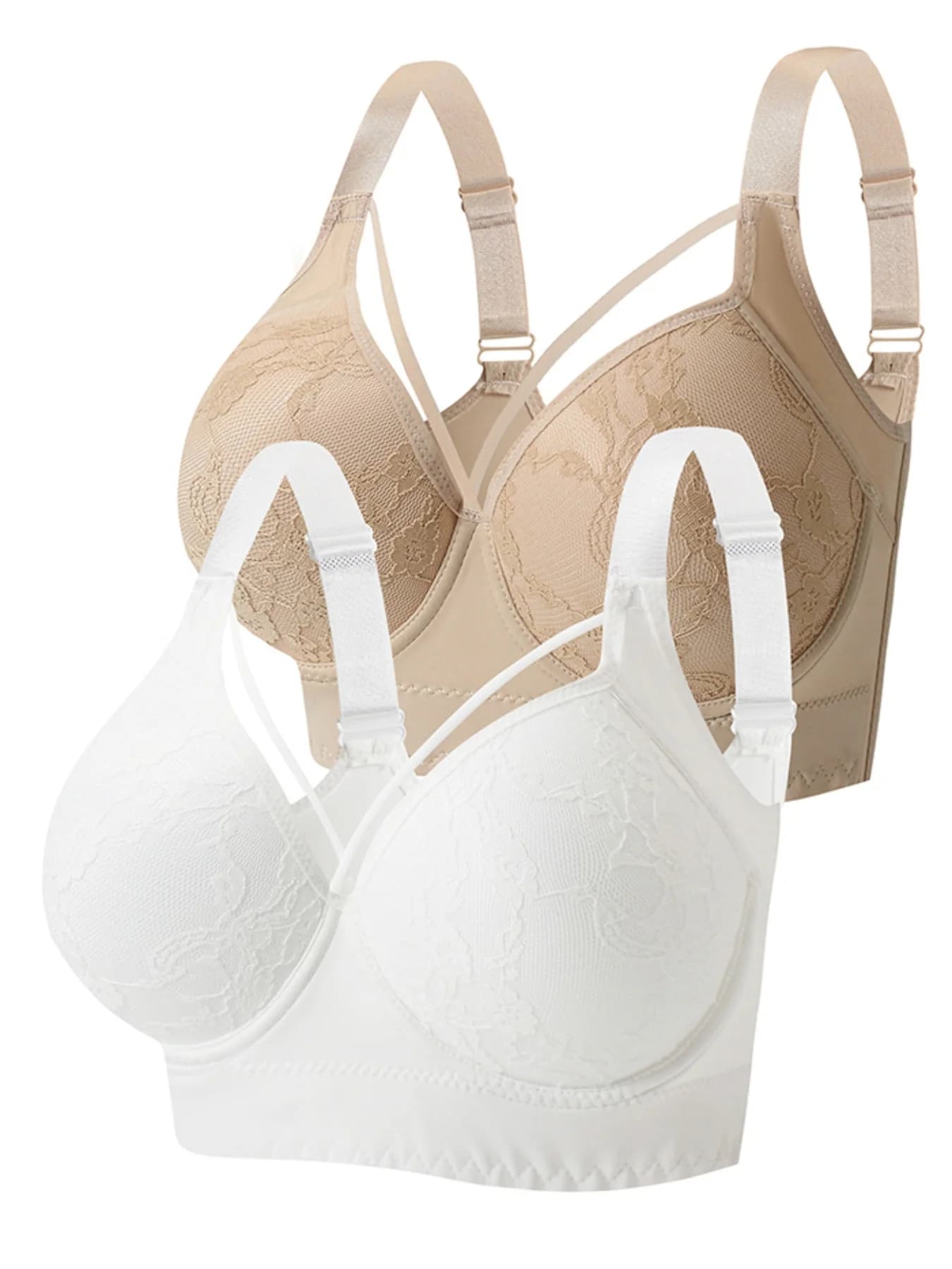 Reggiseno in pizzo taglia europea e americana da 2 pezzi, comodo reggiseno traspirante con anello in acciaio, biancheria intima sexy da donna