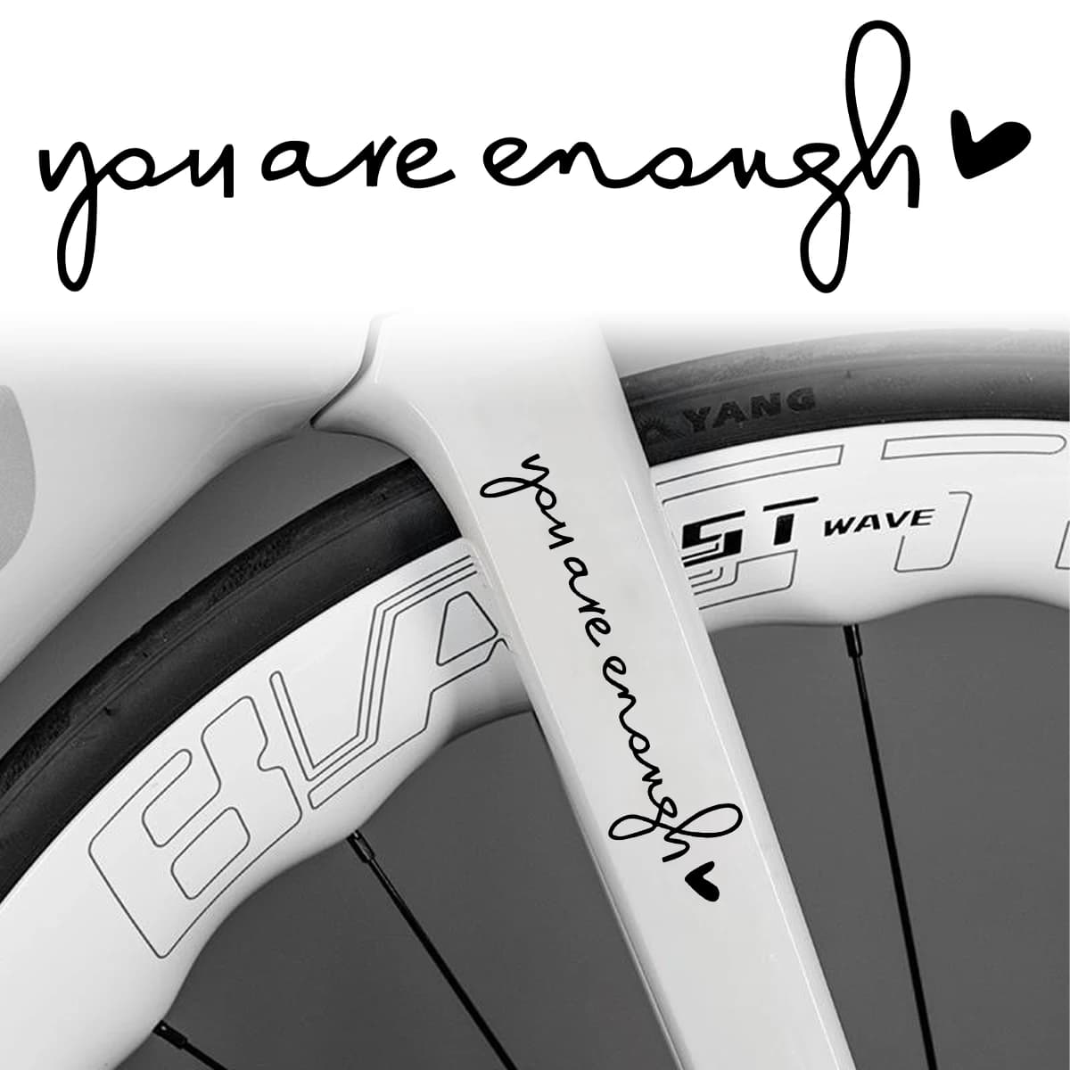 2 pieces You are enough text stickers for frame electric bike body bike road MTB bike tube fork front helmet decals vinyl accessories