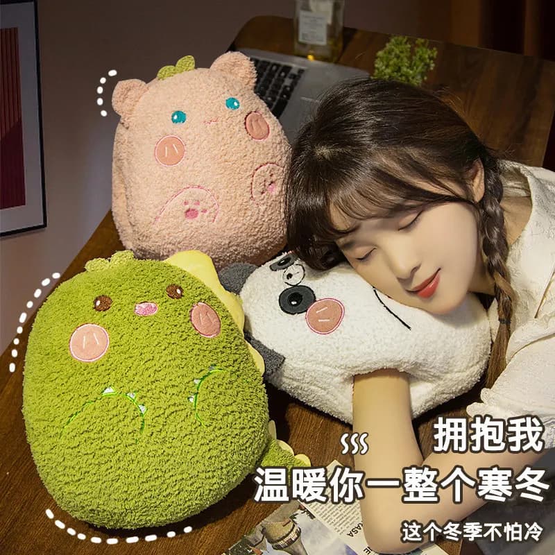 Cuscino Scaldamani a Forma di Bambola, Morbido Cuscino per Divano, Ufficio, Auto, Viaggio, Peluche Portatile