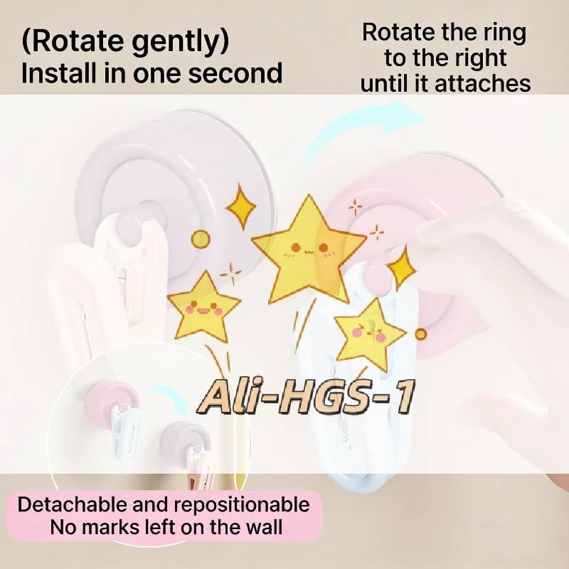 Impermeabile 360 ° Gancio a ventosa rotante – Organizzatore da bagno senza foratura, clip resistente per guanti, asciugamani e accessori, nessun residuo