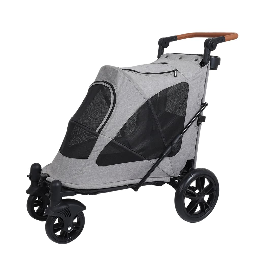 Passeggino per cani pieghevole resistente Carrello da viaggio per animali domestici di grande capacità Carrello in rete traspirante in tessuto Oxford