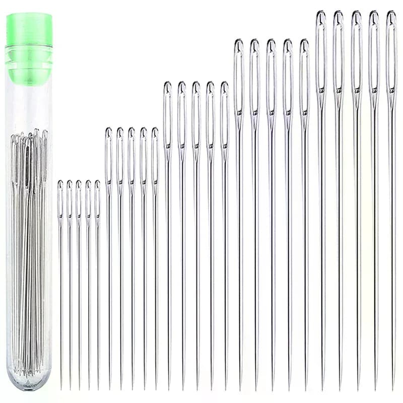 25pc Large Eye Large Needles Handmade Leather Stitching Sewing Needle Steel Yarn Knitting Tool Set