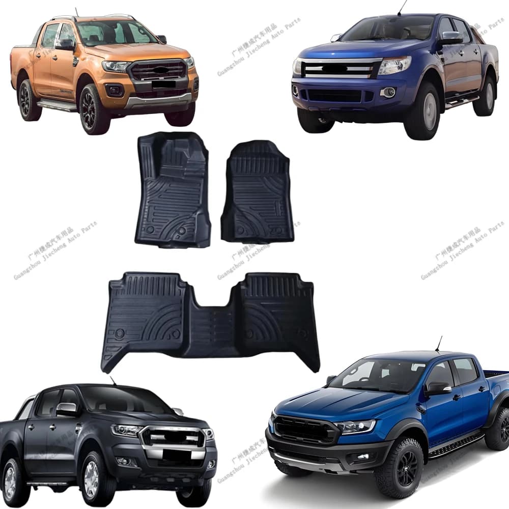 Car Floor Mats Waterproof Carpet for Ranger T6 T7 T8 Wildtrak Raptor XL XLT 2012-2017 2018-2021 Double Cab Car Interior Parts PE