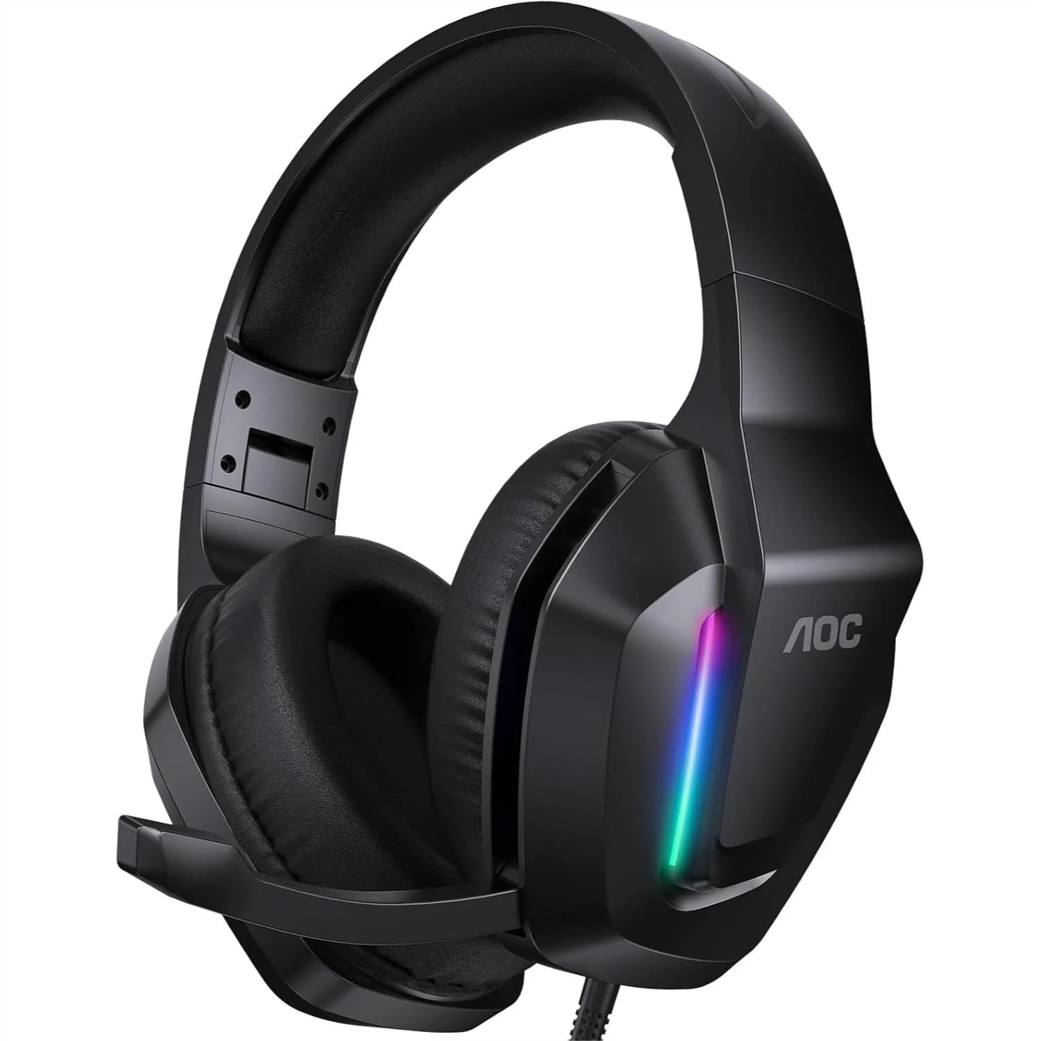 Cuffie da gioco cablate con driver da 50 mm, audio surround, cuffie over-ear, microfono con cancellazione del rumore, luci RGB, per Xbox, PS5, PC, Switch, jack da 3,5 mm, colore nero
