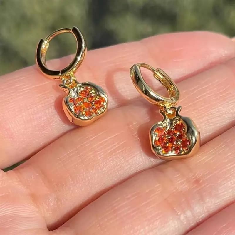 Fashionable Earrings/Necklace Zircon Fruit Theme Jewelry Lightweight Decorations