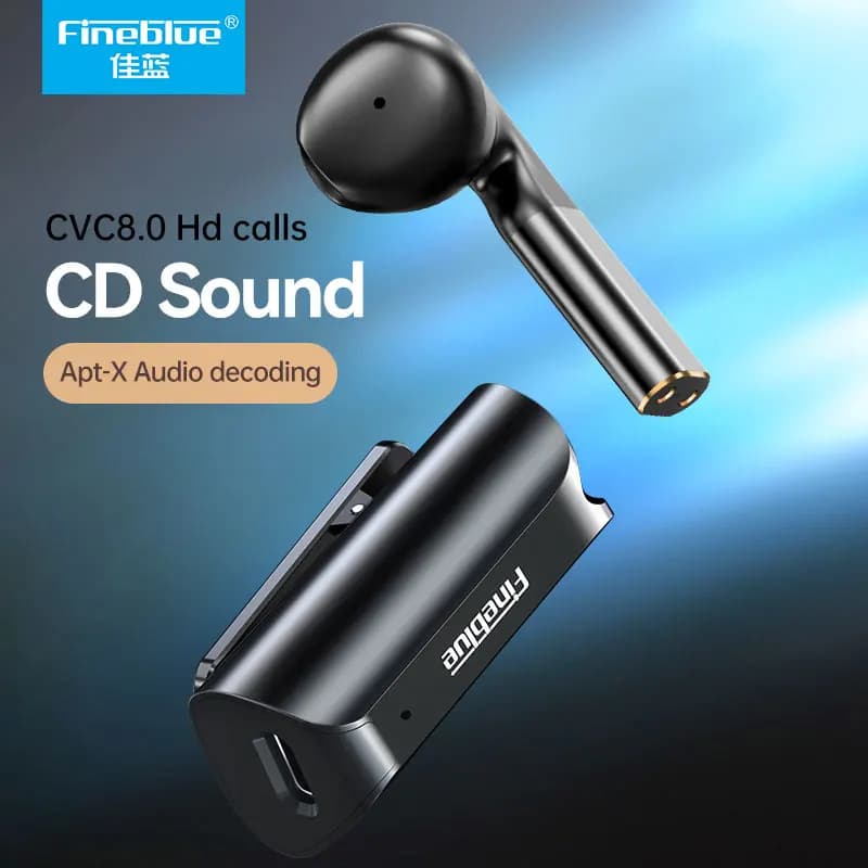 FineBlue F5Pro True Wireless Single Ear Lavalier Auricolari Bluetooth Mezza nell'orecchio Contenitore di ricarica magnetico Risposta automatica